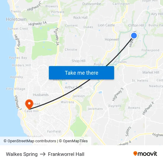 Walkes Spring to Frankworrel Hall map