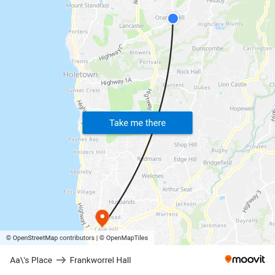 Aa\'s Place to Frankworrel Hall map