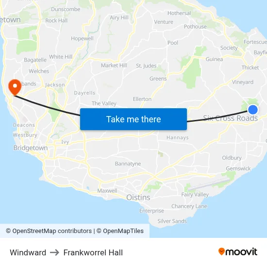 Windward to Frankworrel Hall map