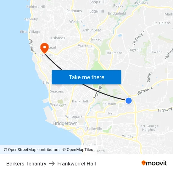 Barkers Tenantry to Frankworrel Hall map