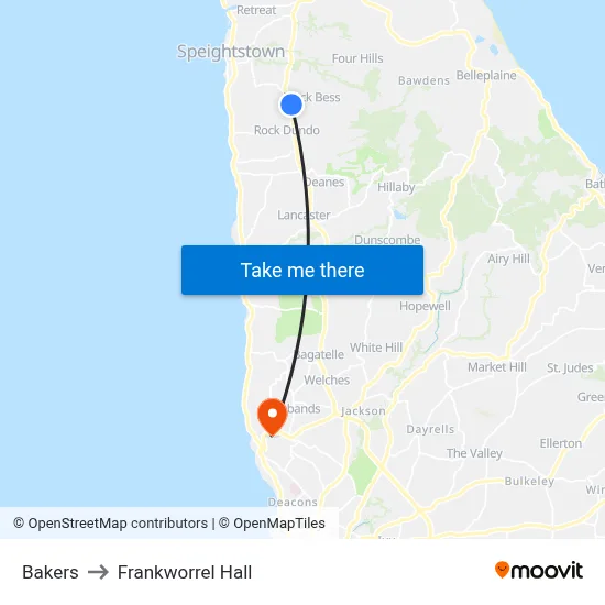 Bakers to Frankworrel Hall map