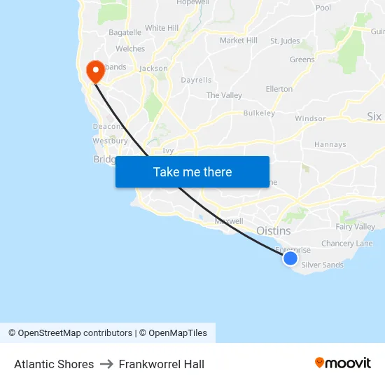 Atlantic Shores to Frankworrel Hall map