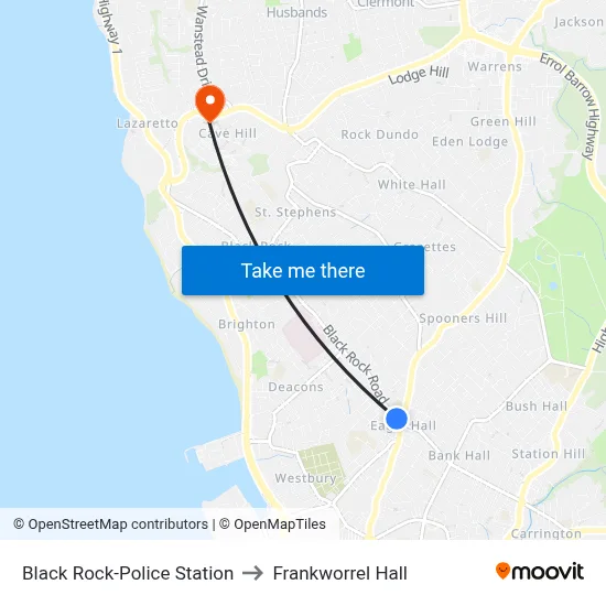 Black Rock-Police Station to Frankworrel Hall map