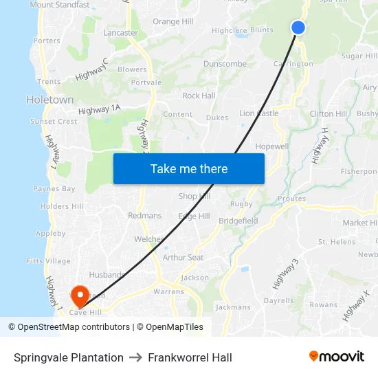Springvale Plantation to Frankworrel Hall map