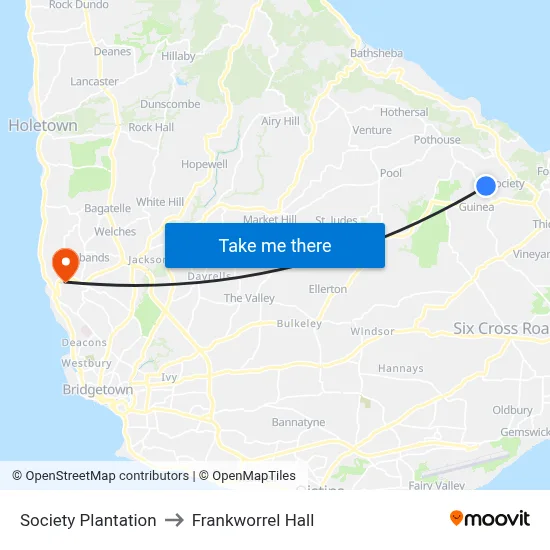Society Plantation to Frankworrel Hall map