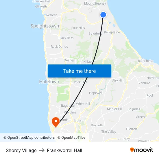 Shorey Village to Frankworrel Hall map