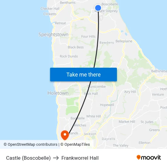 Castle (Boscobelle) to Frankworrel Hall map