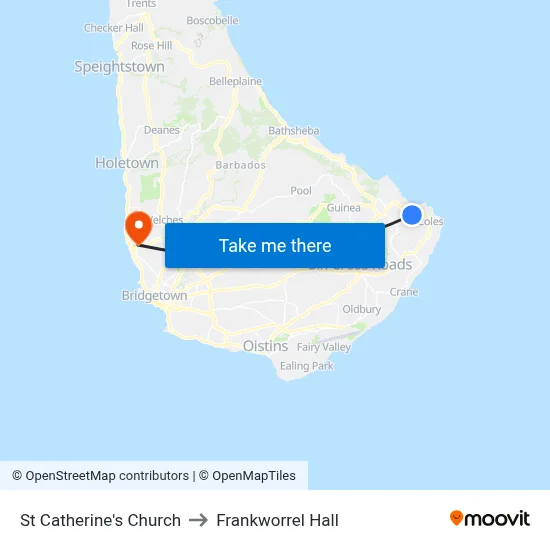 St Catherine's Church to Frankworrel Hall map