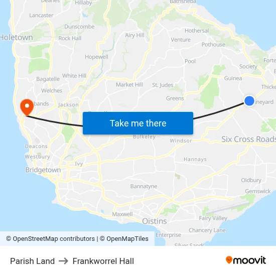 Parish Land to Frankworrel Hall map
