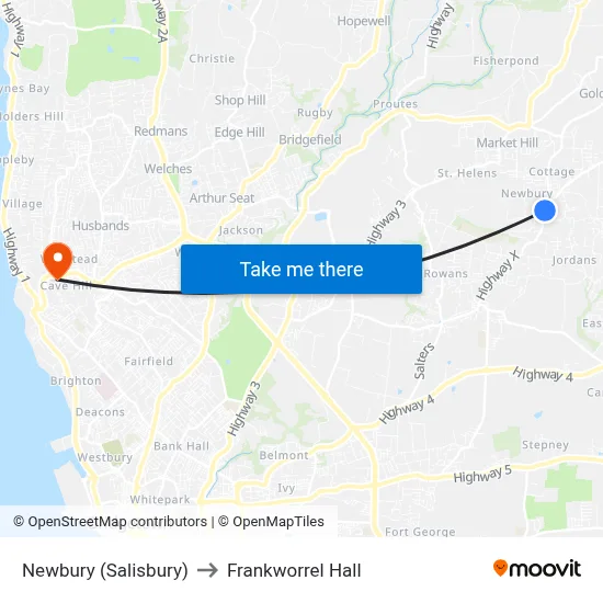 Newbury (Salisbury) to Frankworrel Hall map