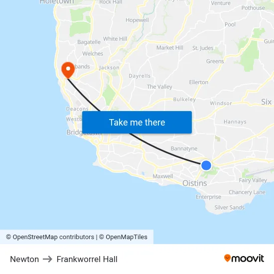 Newton to Frankworrel Hall map