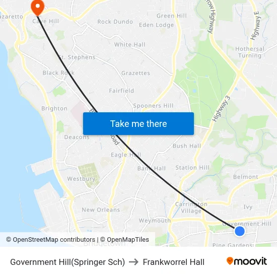 Government Hill(Springer Sch) to Frankworrel Hall map