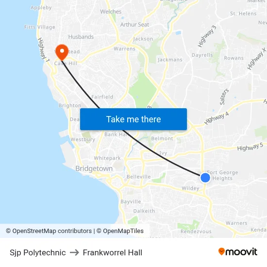 Sjp Polytechnic to Frankworrel Hall map