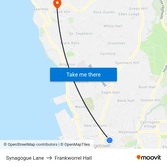 Synagogue Lane to Frankworrel Hall map