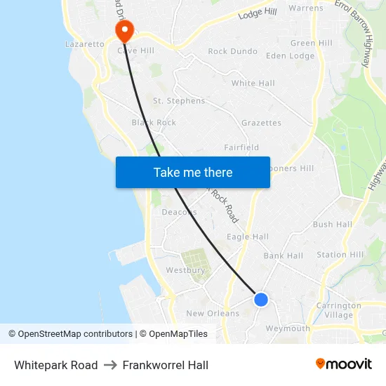 Whitepark Road to Frankworrel Hall map