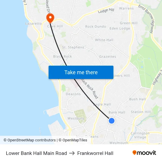 Lower Bank Hall Main Road to Frankworrel Hall map