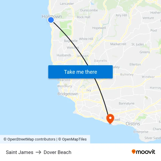 Saint James to Dover Beach map