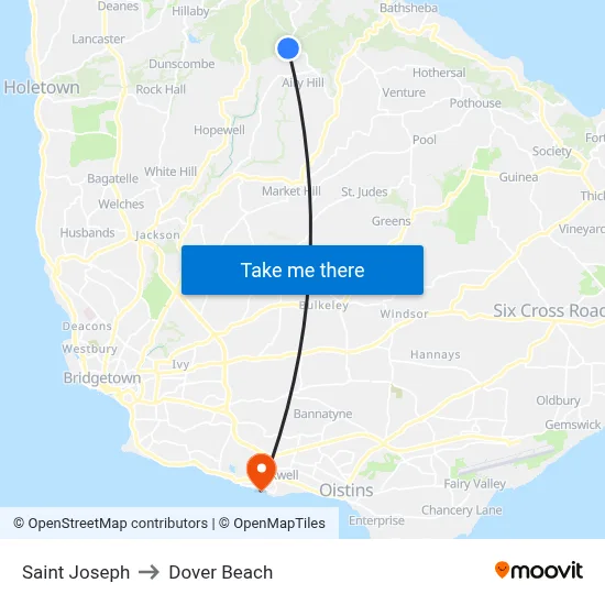 Saint Joseph to Dover Beach map