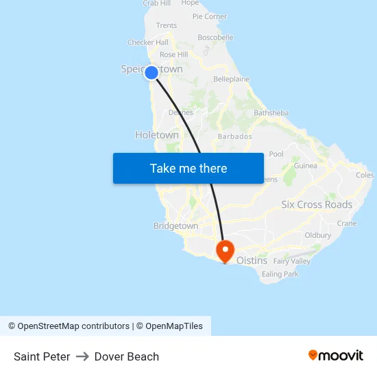 Saint Peter to Dover Beach map