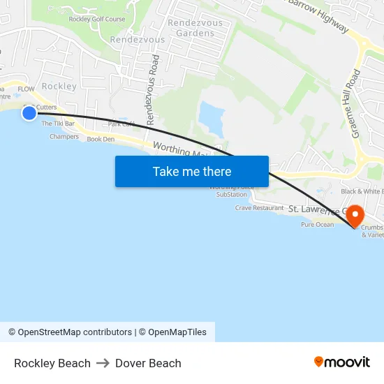 Rockley Beach to Dover Beach map