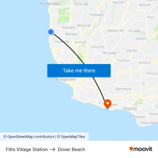 Fitts Village Station to Dover Beach map