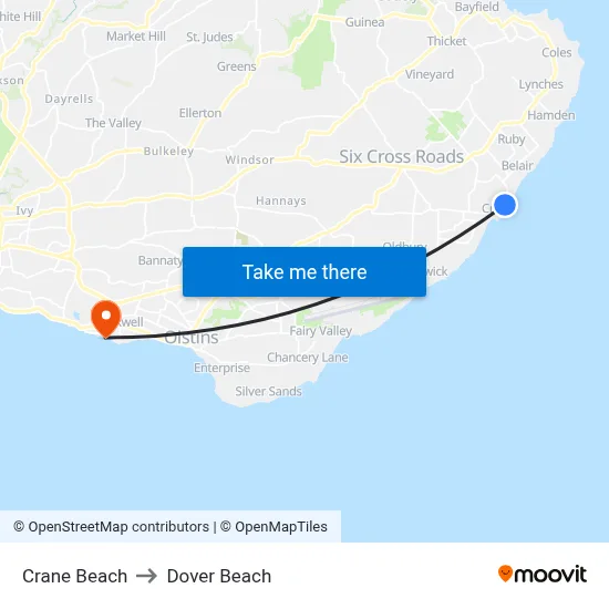 Crane Beach to Dover Beach map