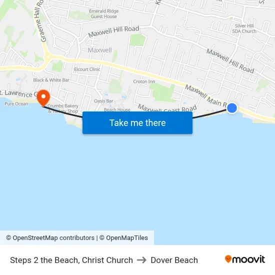Steps 2 the Beach, Christ Church to Dover Beach map