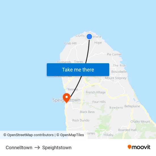 Connelltown to Speightstown map