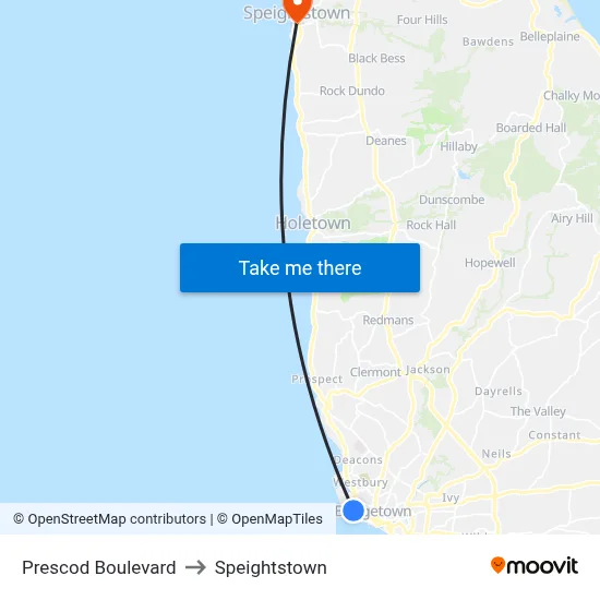 Prescod Boulevard to Speightstown map