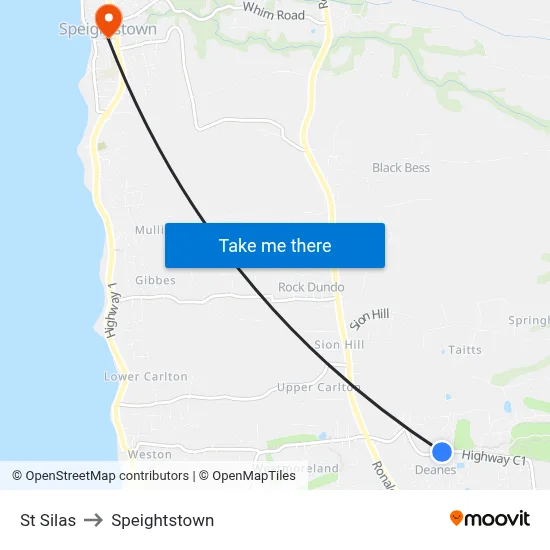 St Silas to Speightstown map
