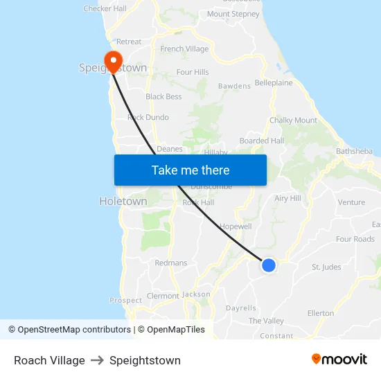 Roach Village to Speightstown map