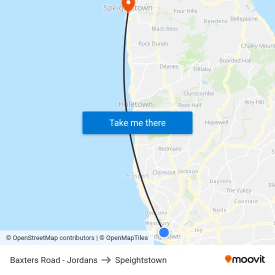 Baxters Road - Jordans to Speightstown map