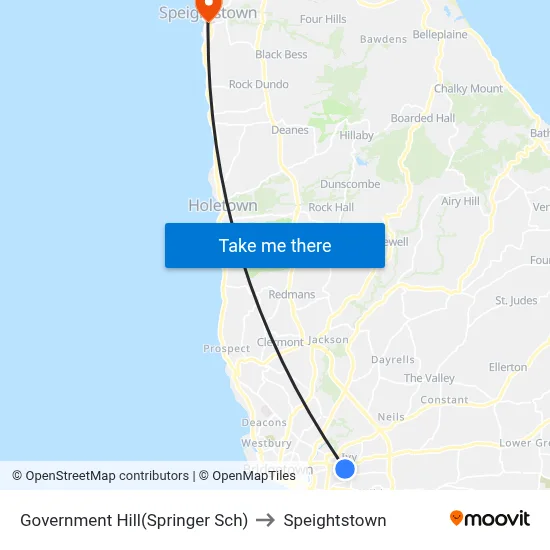 Government Hill(Springer Sch) to Speightstown map