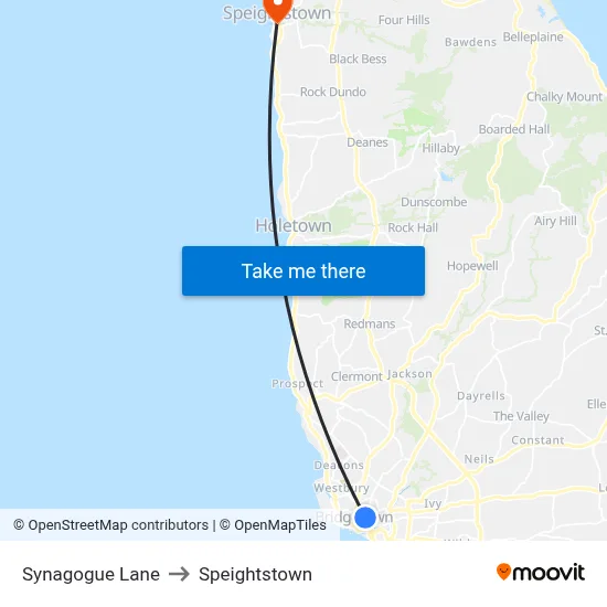 Synagogue Lane to Speightstown map