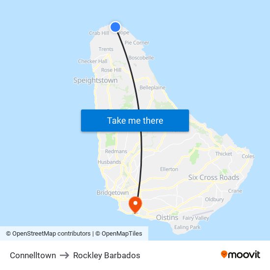 Connelltown to Rockley Barbados map