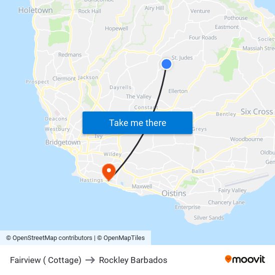 Fairview ( Cottage) to Rockley Barbados map