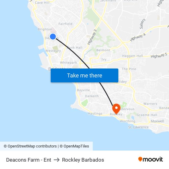 Deacons Farm - Ent to Rockley Barbados map