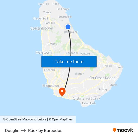 Douglin to Rockley Barbados map
