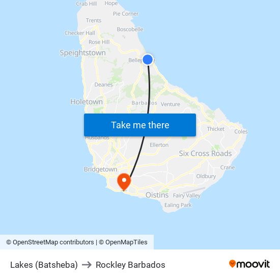 Lakes (Batsheba) to Rockley Barbados map