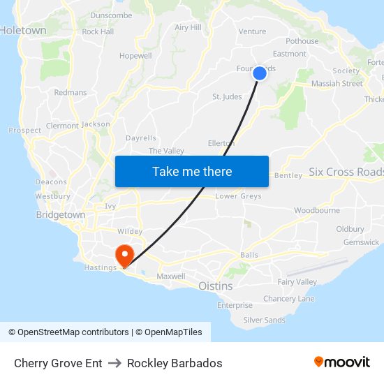 Cherry Grove Ent to Rockley Barbados map