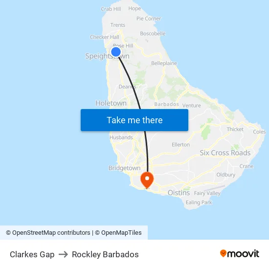 Clarkes Gap to Rockley Barbados map
