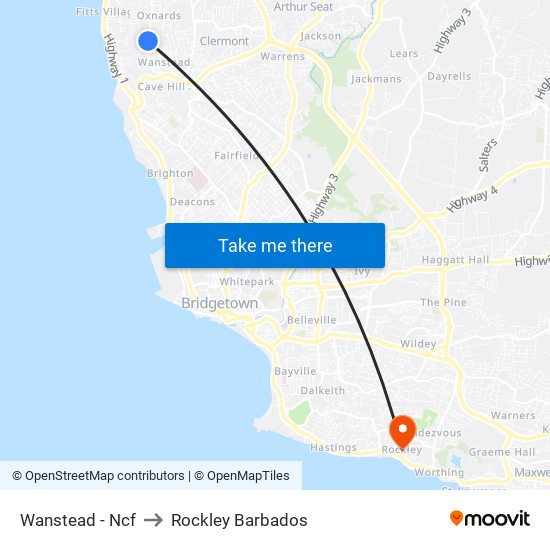 Wanstead - Ncf to Rockley Barbados map