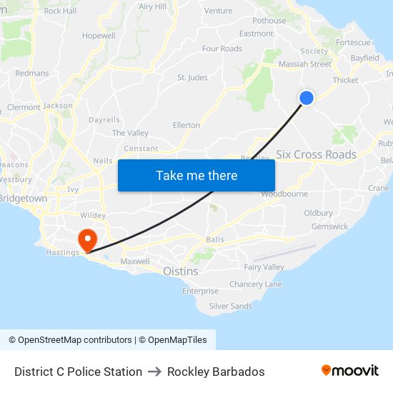 District C Police Station to Rockley Barbados map
