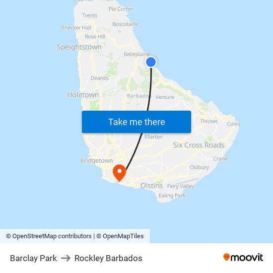 Barclay Park to Rockley Barbados map