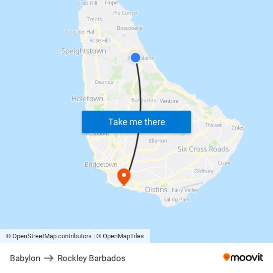 Babylon to Rockley Barbados map