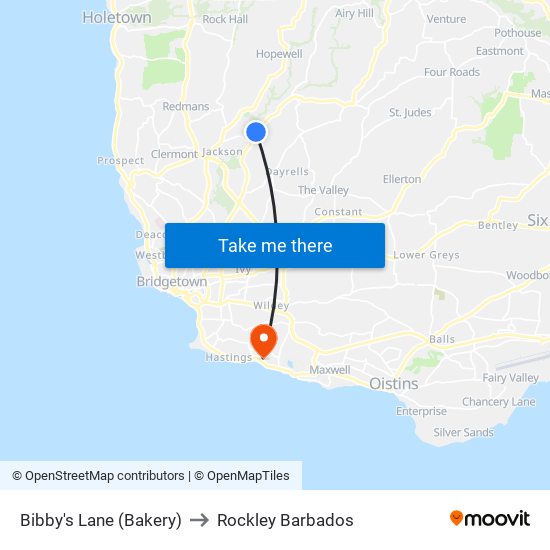 Bibby's Lane (Bakery) to Rockley Barbados map