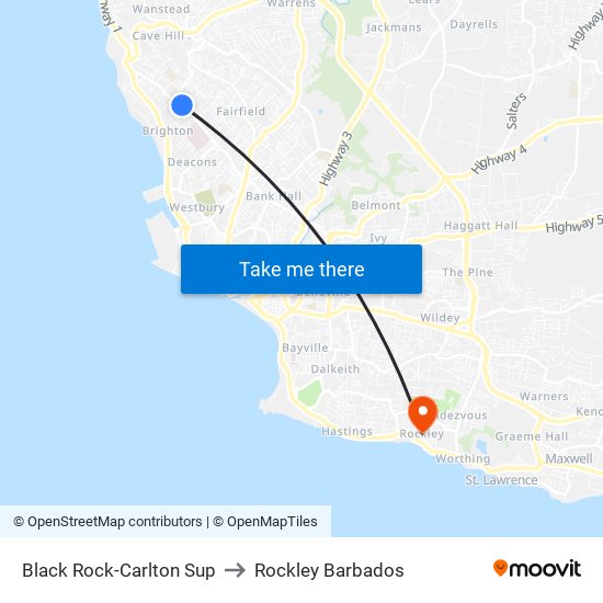 Black Rock-Carlton Sup to Rockley Barbados map
