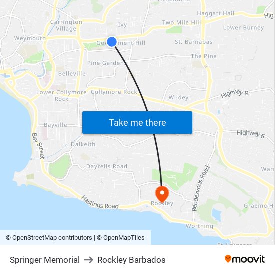 Springer Memorial to Rockley Barbados map