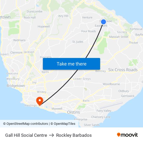 Gall Hill Social Centre to Rockley Barbados map