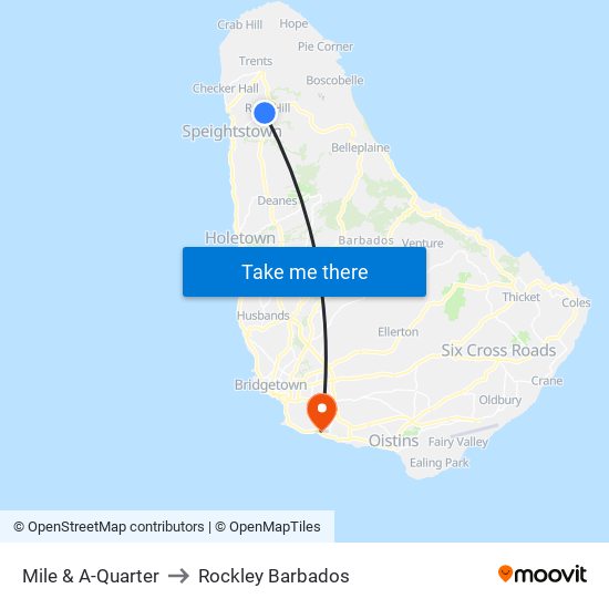 Mile & A-Quarter to Rockley Barbados map